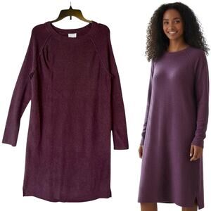 Sweater Dress Midi Cozy Burgundy Fudge Knit